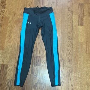 Under Armour Black Leggings with Blue Stripes